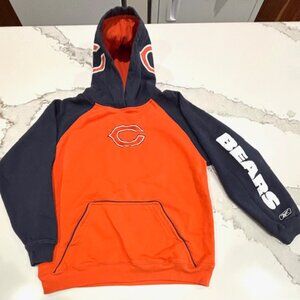 Rare Reebok NFL Chicago Bears Hoodie Sweatshirt Youth Boys L (14/16) Blue Orange